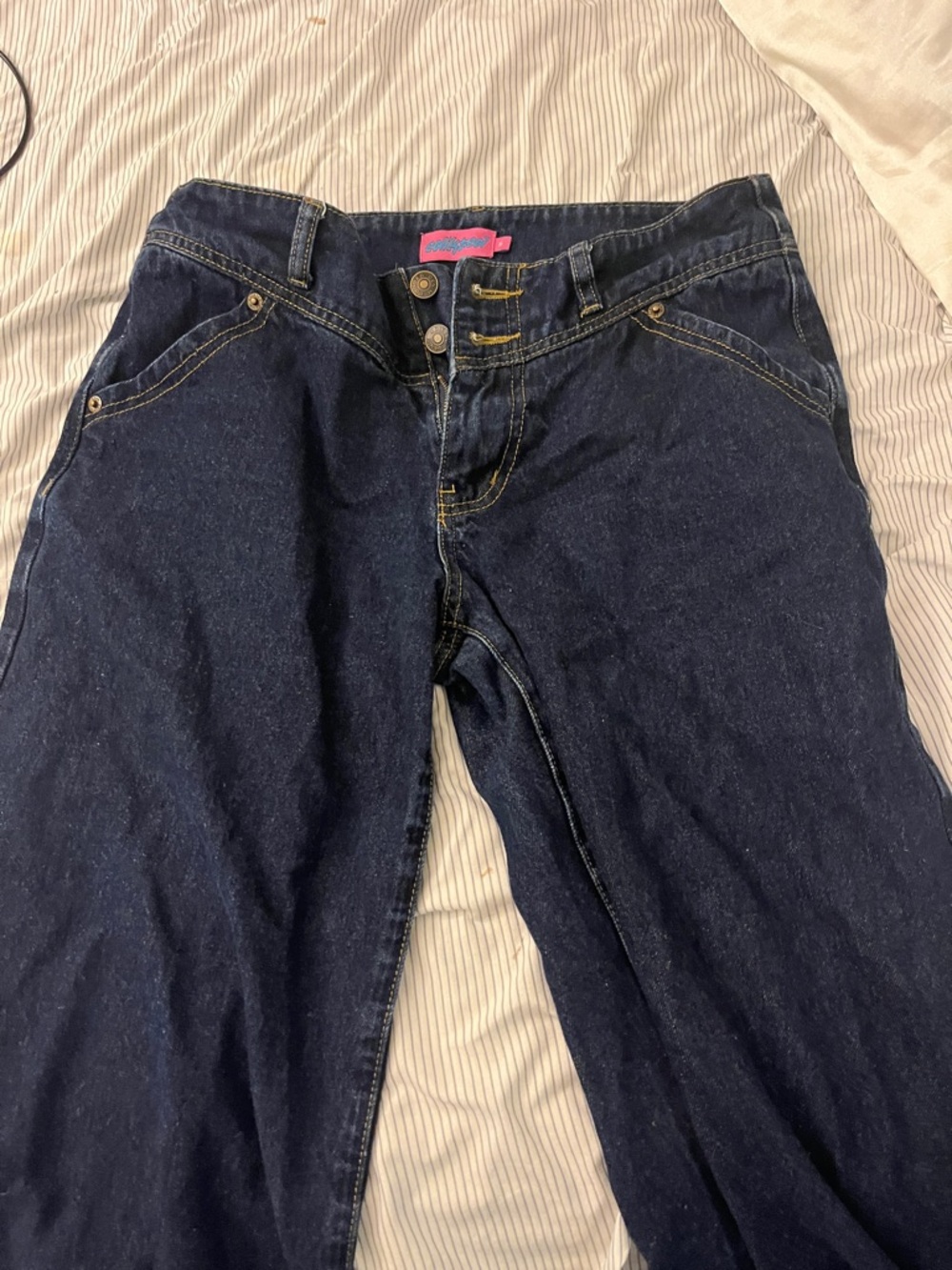 Edikted Dark Wash Denim Jeans with Contrast Stitching